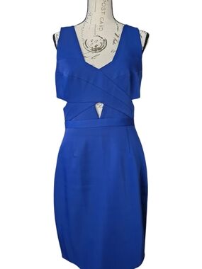 BCBGMaxAzria Royal Blue Sleeveless Sheath Dress with Waist Cutout